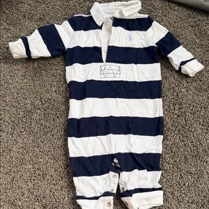 Striped Navy and White Kids One Piece